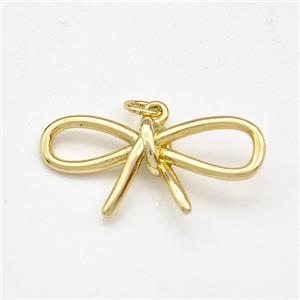 Copper Bow Pendant Gold Plated, approx 17-25mm [FD15762]