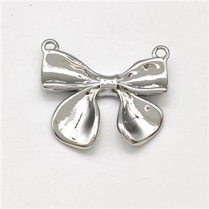 Copper Bow Pendant 2loops Platinum Plated, approx 16-21mm [FD15765]