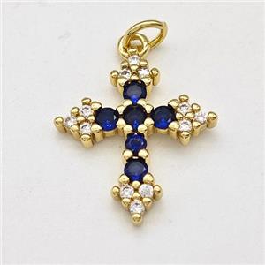 Copper Cross Pendant Micro Pave Zirconia Gold Plated, approx 17-20mm [FD15778]