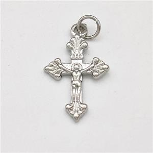 Copper Crucifix Cross Pendant Jesus Platinum Plated, approx 13-18mm [FD15779]