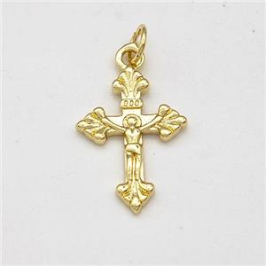 Copper Crucifix Cross Pendant Jesus Gold Plated, approx 13-18mm [FD15780]