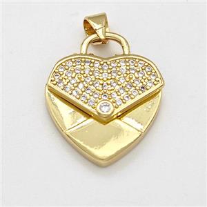 Copper Heart Pendant Micro Pave Zirconia Gold Plated, approx 17.5mm [FD15793]