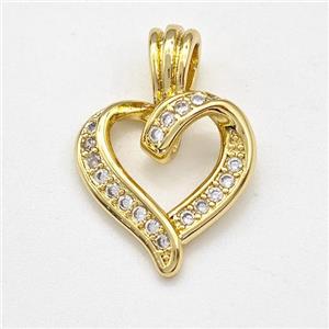 Copper Heart Pendant Micro Pave Zirconia Gold Plated, approx 15mm [FD15795]
