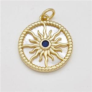 Copper Sun Pendant Pave Shell Zirconia Gold Plated, approx 17.5mm [FD15800]