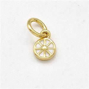 Copper Flower Pendant White Enamel Gold Plated, approx 5mm [FD15806]