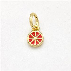 Copper Flower Pendant Red Enamel Gold Plated, approx 5mm [FD15809]