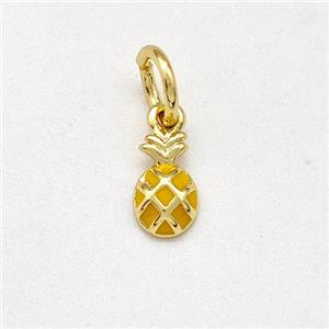 Copper Pineapple Pendant Yellow Enamel Gold Plated, approx 4-7mm [FD15810]