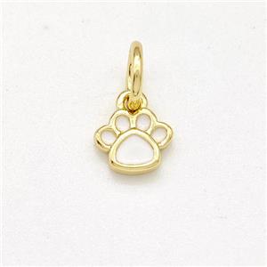 Copper Paws Charms Pendant White Enamel Gold Plated, approx 6mm [FD15814]