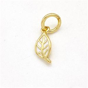 Copper Leaf Pendant White Enamel Gold Plated, approx 4-8mm [FD15818]