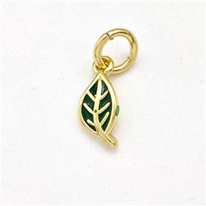 Copper Leaf Pendant Black Enamel Gold Plated, approx 4-8mm [FD15819]