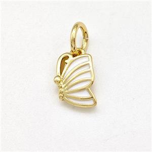 Copper Butterfly Pendant White Enamel Gold Plated, approx 6-8mm [FD15822]