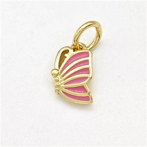 Copper Butterfly Pendant Pink Enamel Gold Plated, approx 6-8mm [FD15823]