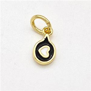 Copper Heart Pendant Black White Enamel Gold Plated, approx 5-6mm [FD15832]