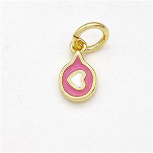 Copper Heart Pendant Pink White Enamel Gold Plated, approx 5-6mm [FD15833]