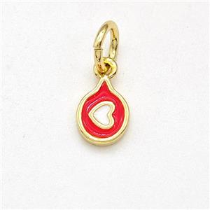 Copper Heart Pendant Red White Enamel Gold Plated, approx 5-6mm [FD15834]