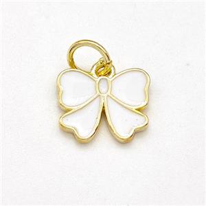 Copper Bow Pendant White Enamel Gold Plated, approx 8-10mm [FD15835]
