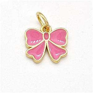 Copper Bow Pendant Pink Enamel Gold Plated, approx 8-10mm [FD15836]