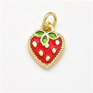 Copper Strawberry Pendant Red Painted Gold Plated, approx 9mm [FD15838]