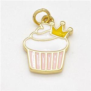 Copper Cake Pendant Multicolor Enamel Crown Gold Plated, approx 12-15mm [FD15844]