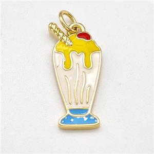 Ice Cream Bottle Drink Cup Charms Copper Pendant Multicolor Enamel Gold Plated, approx 9-20mm [FD15846]
