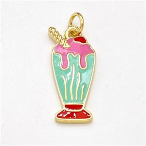 Ice Cream Bottle Drink Cup Charms Copper Pendant Multicolor Enamel Gold Plated, approx 9-20mm [FD15847]