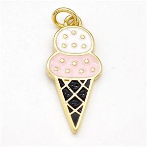 Ice Cream Charms Copper Pendant Multicolor Enamel Gold Plated, approx 10-20mm [FD15848]