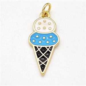 Ice Cream Charms Copper Pendant Multicolor Enamel Gold Plated, approx 10-20mm [FD15849]