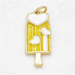 Ice Cream Charms Copper Pendant Multicolor Enamel Gold Plated, approx 10-20mm [FD15850]