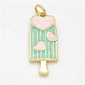 Ice Cream Charms Copper Pendant Multicolor Enamel Gold Plated, approx 10-20mm [FD15851]