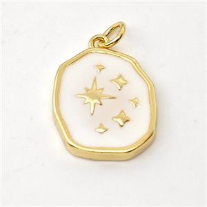 Copper Northstar Pendant White Enamel Gold Plated, approx 14-17mm [FD15853]