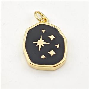 Copper Northstar Pendant Black Enamel Gold Plated, approx 14-17mm [FD15854]