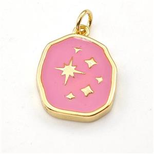 Copper Northstar Pendant Pink Enamel Gold Plated, approx 14-17mm [FD15855]