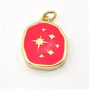 Copper Northstar Pendant Red Enamel Gold Plated, approx 14-17mm [FD15856]
