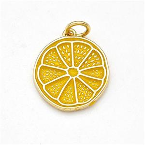 Lemon Charms Copper Fruit Pendant Yellow Enamel Gold Plated, approx 15mm [FD15859]