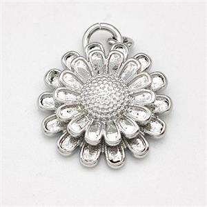 Copper Sunflower Pendant Platinum Plated, approx 16mm [FD15880]