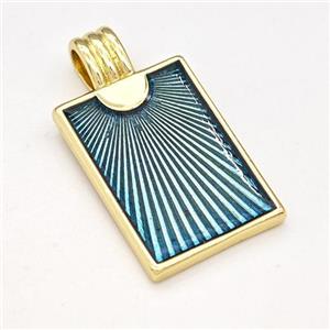 Copper Sun Pendant Blue Painted Rectangle Gold Plated, approx 15-22mm [FD15891]