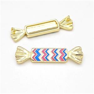 Candy Charms Copper Pendant Multicolor Enamel 2loops Gold Plated, approx 10-36mm [FD15894]