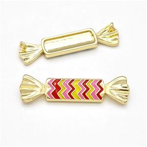 Candy Charms Copper Pendant Multicolor Enamel 2loops Gold Plated, approx 10-36mm [FD15895]