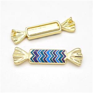 Candy Charms Copper Pendant Multicolor Enamel 2loops Gold Plated, approx 10-36mm [FD15896]