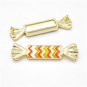 Candy Charms Copper Pendant Multicolor Enamel 2loops Gold Plated, approx 10-36mm [FD15897]