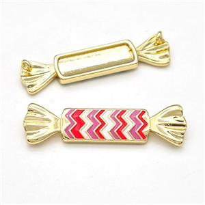 Candy Charms Copper Pendant Multicolor Enamel 2loops Gold Plated, approx 10-36mm [FD15898]