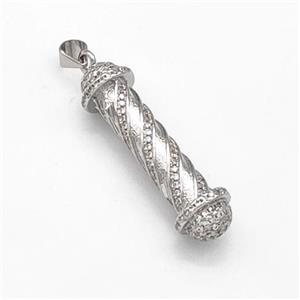 Barber Pole Charms Copper Stick Pendant Pave Zirconia Platinum Plated, approx 9-33mm [FD15900]