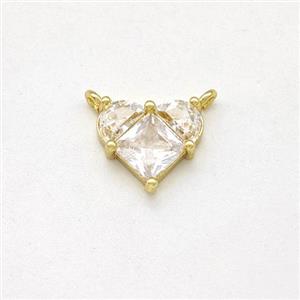 Copper Heart Pendant Pave Zirconia 2loops Gold Plated, approx 10mm [FD15920]