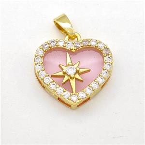 Copper Heart Pendant Micro Pave Zirconia Gold Plated, approx 16mm [FD15932]