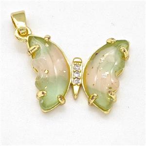 Green Acrylic Butterfly Pendant Copper Gold Plated, approx 15-20mm [FD15935]