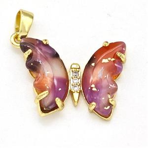 Purple Acrylic Butterfly Pendant Copper Gold Plated, approx 15-20mm [FD15937]