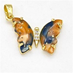 Acrylic Butterfly Pendant Copper Gold Plated, approx 15-20mm [FD15938]