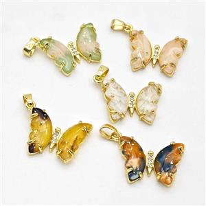 Acrylic Butterfly Pendant Copper Gold Plated Mixed Color, approx 15-20mm [FD15939]