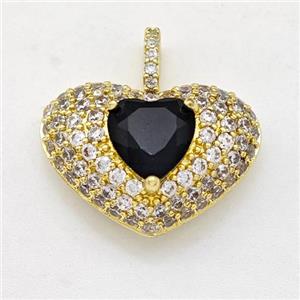 Copper Heart Pendant Micro Pave Zirconia Gold Plated, approx 8mm, 15-21mm [FD15941]