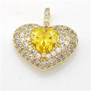 Copper Heart Pendant Micro Pave Zirconia Gold Plated, approx 8mm, 15-21mm [FD15943]